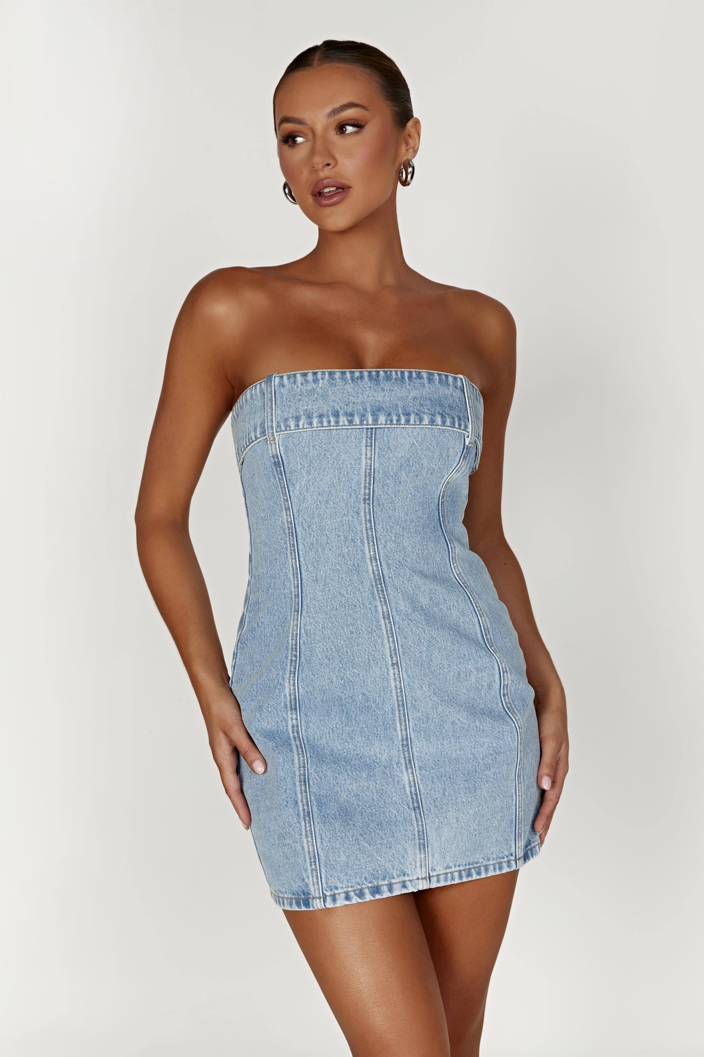 Mid Blue Denim Mini Dress for 18th Birthday Celebrations | Image