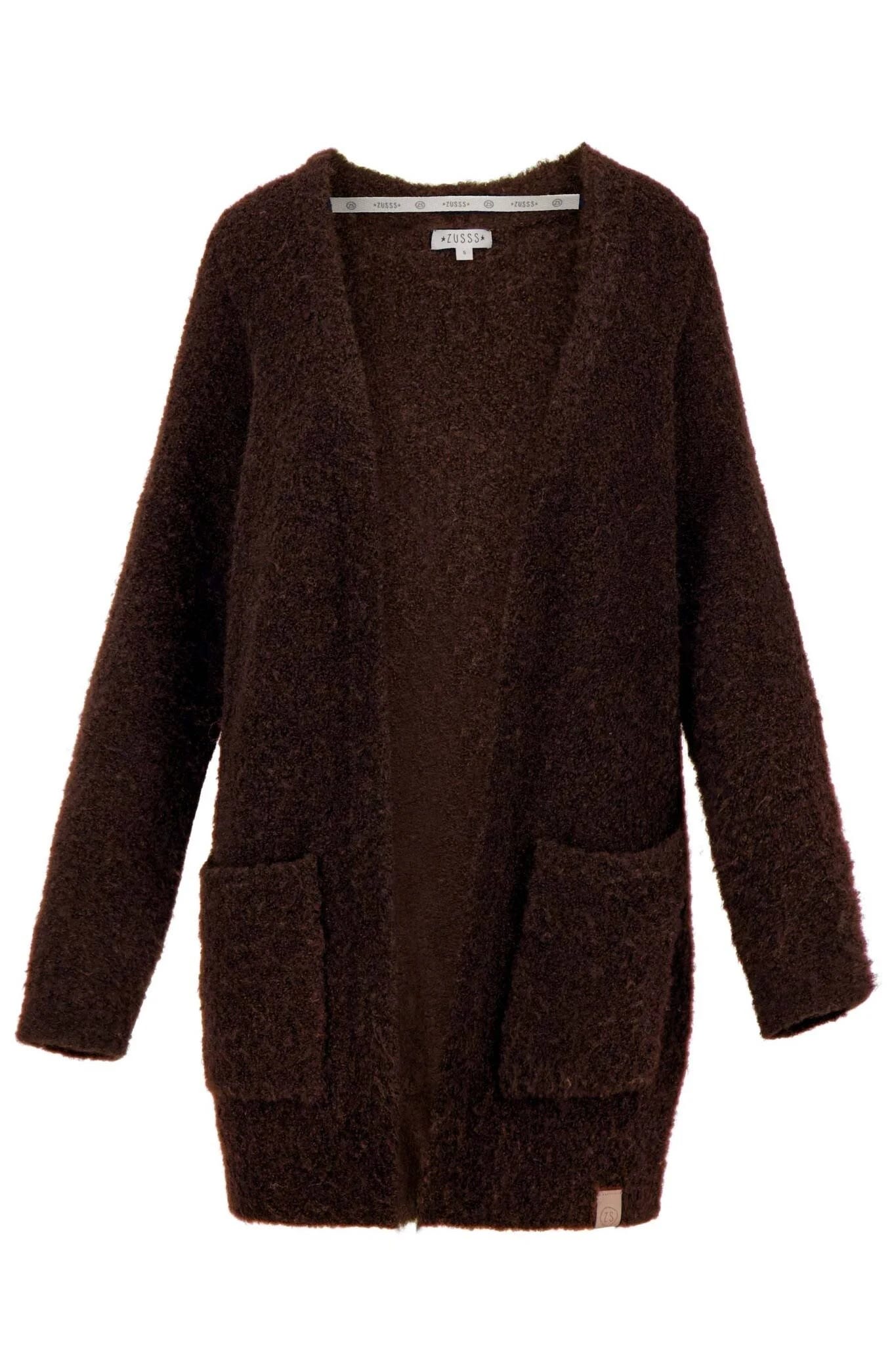 Cozy Brown Knitted Vest with Phone Pocket | Image