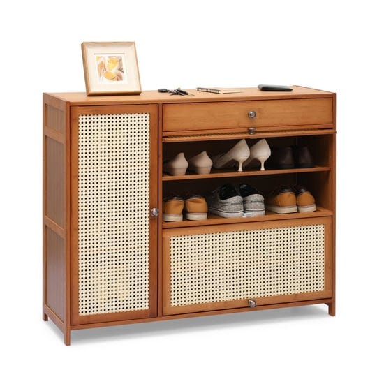 monibloom-rattan-shoe-cabinet-double-layer-shoe-shelf-boho-vibe-storage-cabinet-with-doors-freestand-1