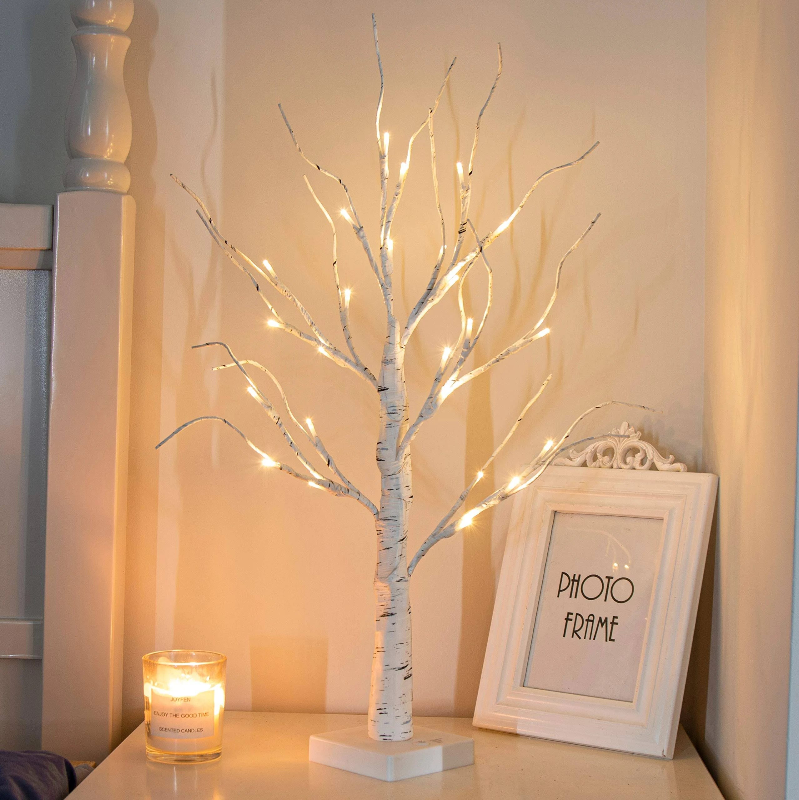 LED Lit 2ft Indoor Birch Tree Decor for Festive Occasions | Image