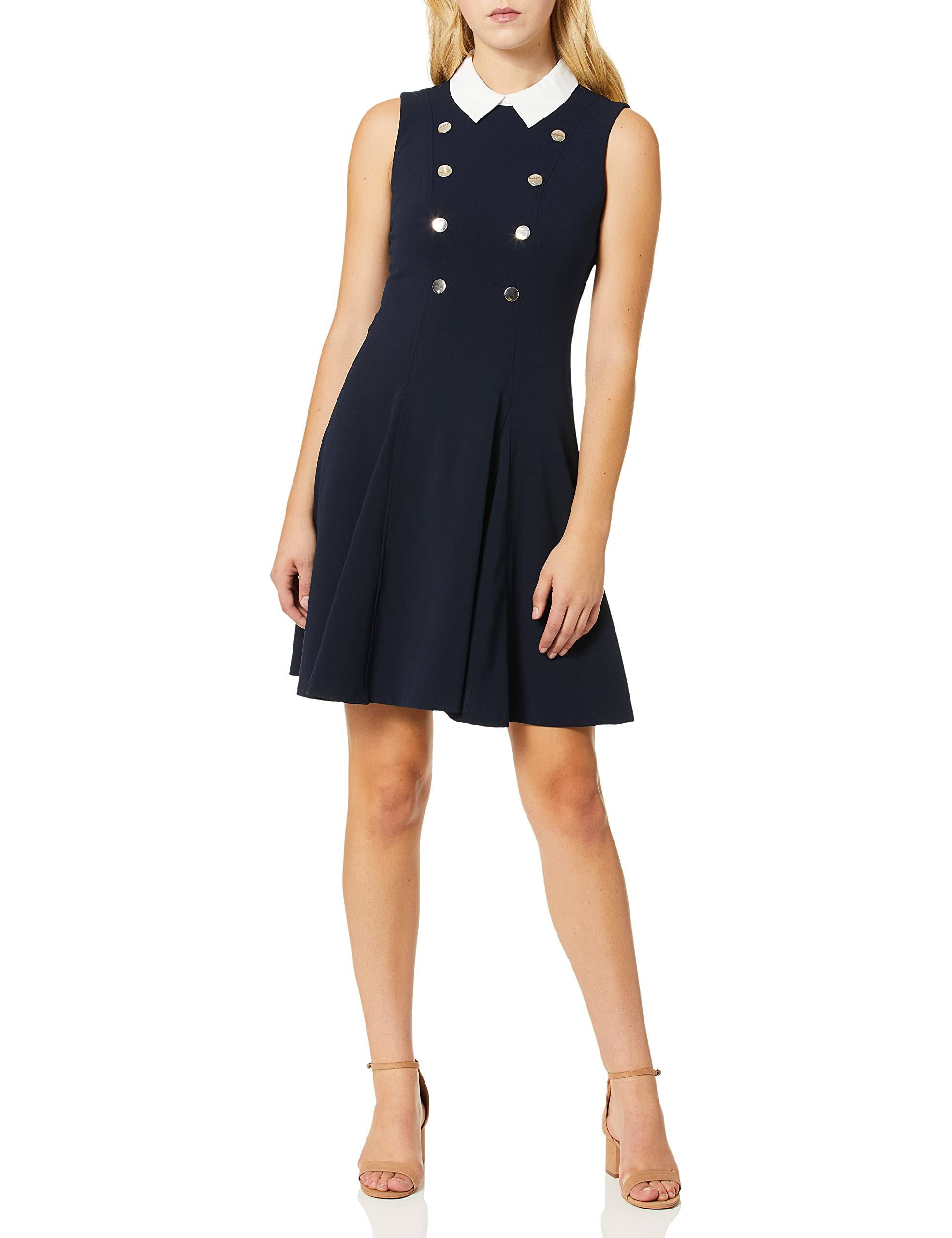 Tommy Hilfiger Party Dress: Fit & Flare Style with Contrast Collar | Image