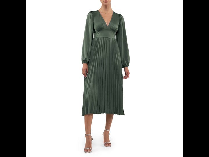 august-sky-womens-empire-waist-pleated-long-sleeve-midi-dres-dark-green-s-1
