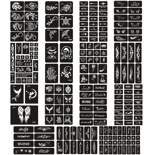 jurxy-15-sheets-tattoo-stencil-kit-temporary-tattoo-templates-body-art-designs-self-adhesive-reusabl-1