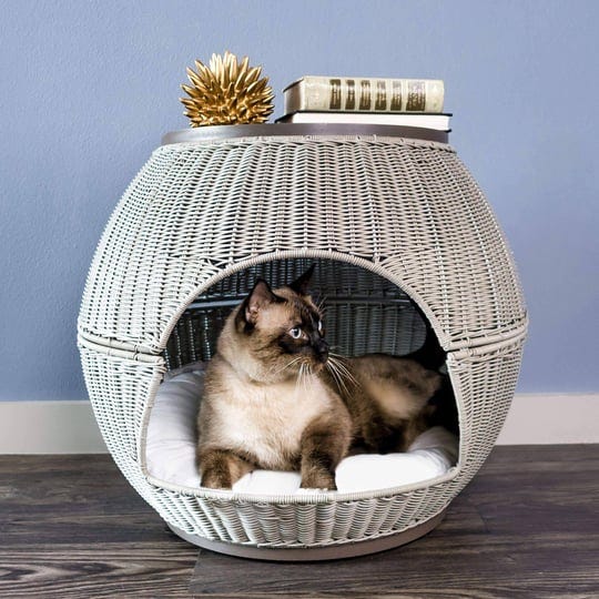 the-refined-canine-igloo-deluxe-pet-bed-durable-poly-faux-rattan-bed-end-table-for-cat-and-dogs-with-1