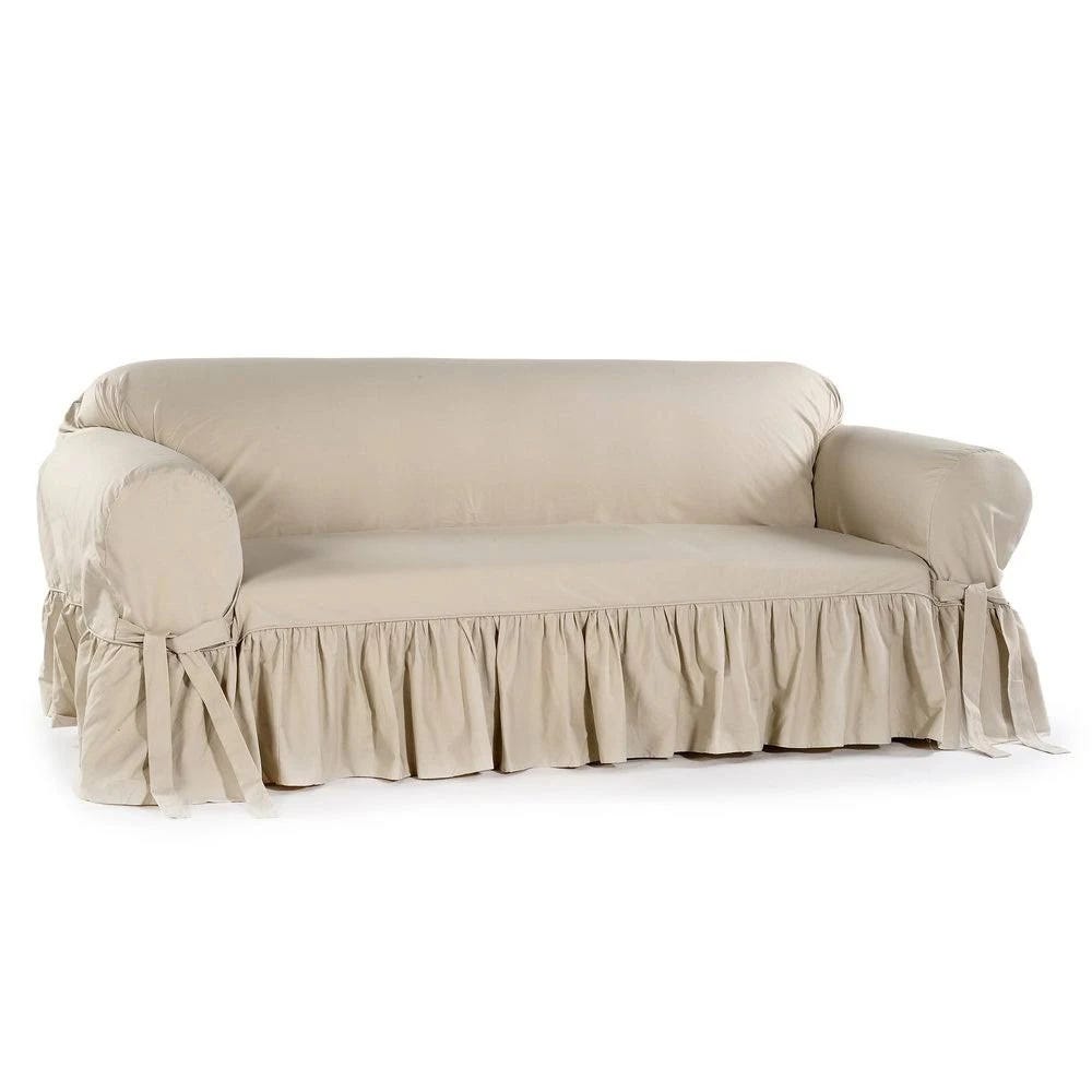 Ruffled Cotton Loveseat Slipcover for a Timeless Look | Image
