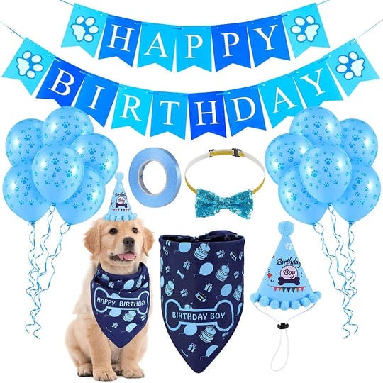 lignest-16-pcs-dog-birthday-party-supplies-set-dog-birthday-bandana-set-with-dog-birthday-hat-scarf--1