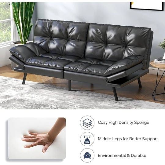 faux-leather-memory-foam-sofa-bed-for-small-spaces-leather-black-1