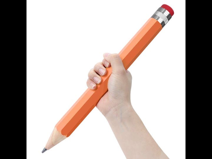 bushibu-wooden-jumbo-pencils-for-prop-gifts-decor-14-inch-funny-big-novelty-pencil-with-caporange-re-1