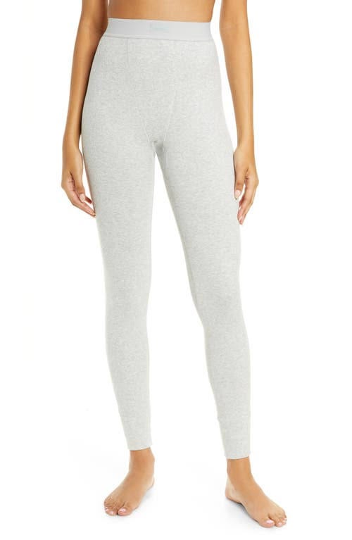 Comfortable High-Waisted Grey Rib Leggings for a Flattering Fit | Image