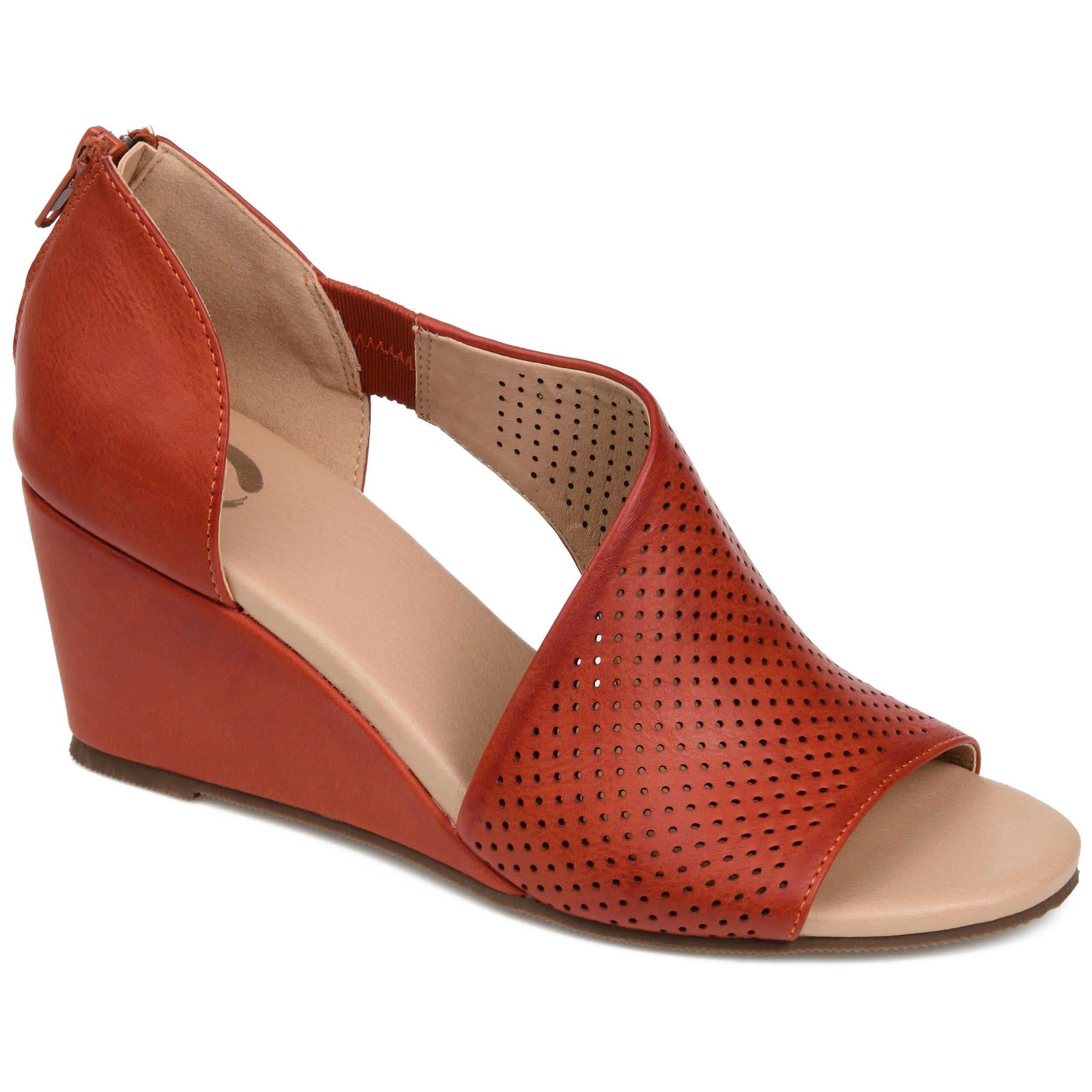 Journee Collection Aretha Flare Heels - Rust and Cognac | Image