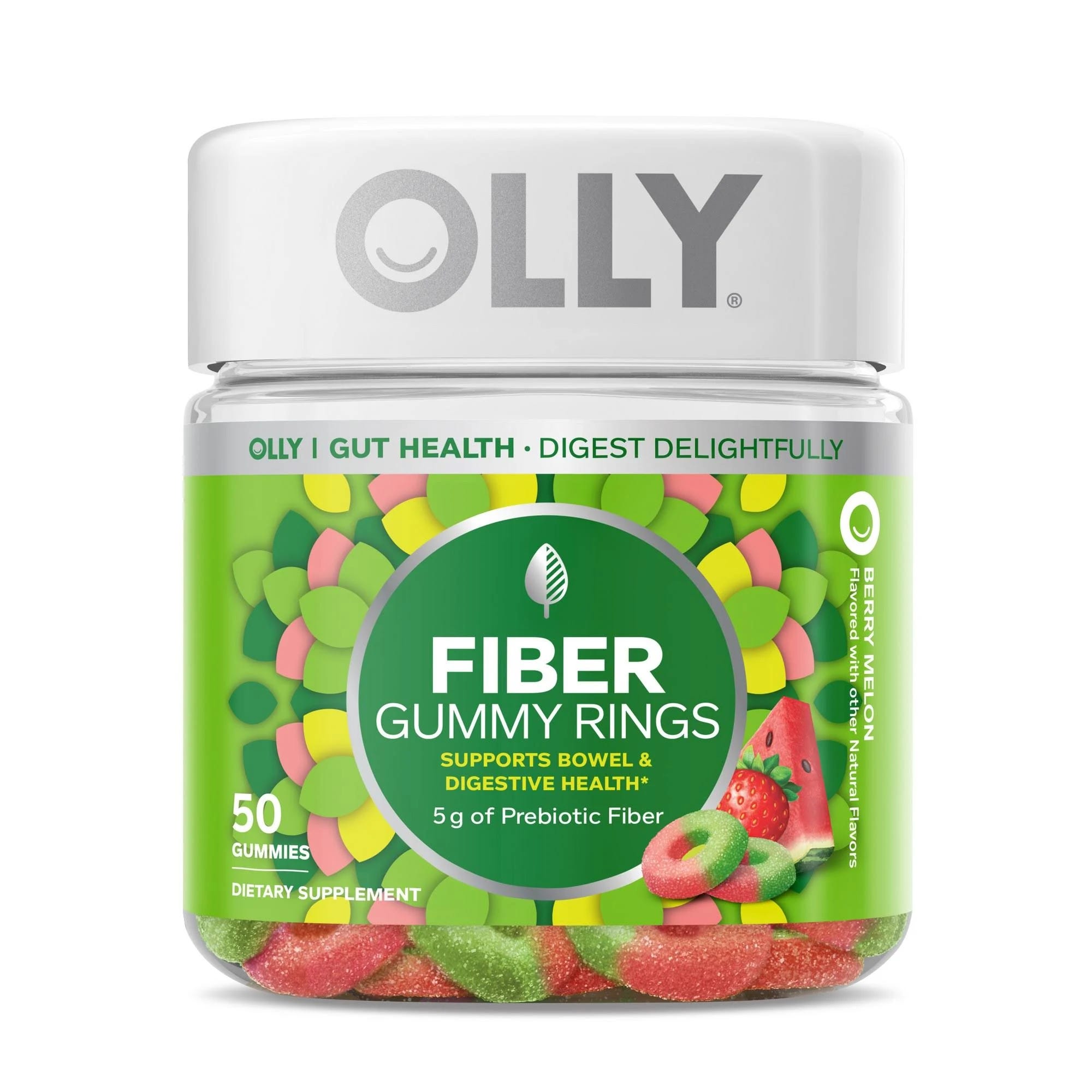 Olly Fiber Gummy Rings: Strawberry & Watermelon Prebiotic Treats (50ct) | Image