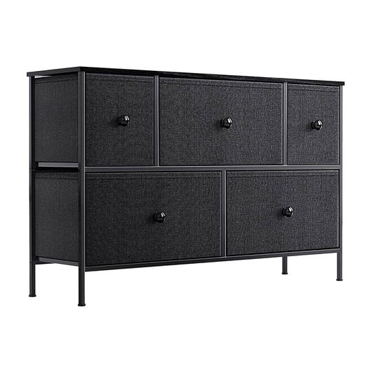 reahome-5-drawer-steel-frame-bedroom-storage-organizer-chest-dresser-black-grey-1