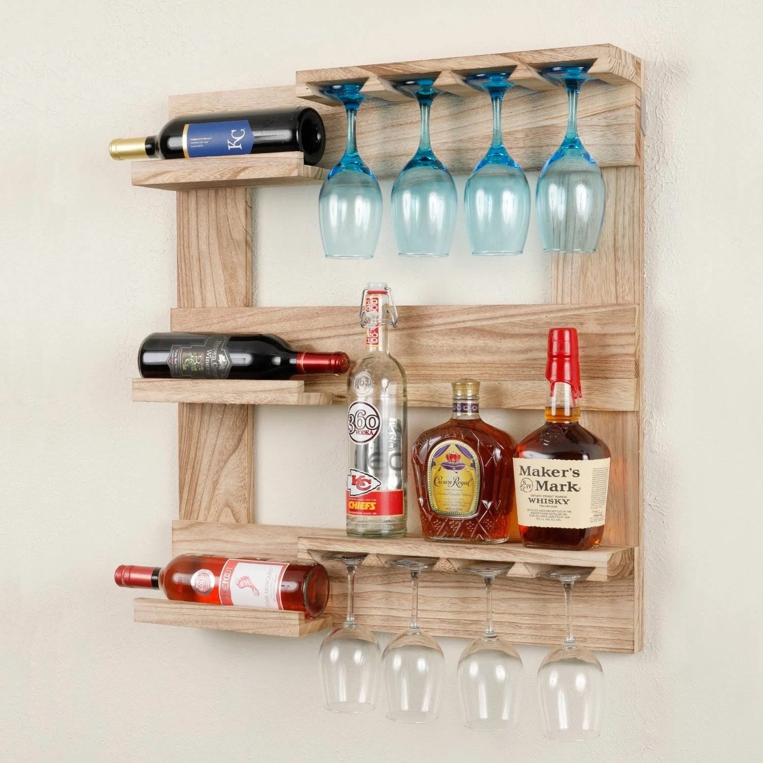 Distressed Gray Wood Wall Mounted Bar Cabinet | Image
