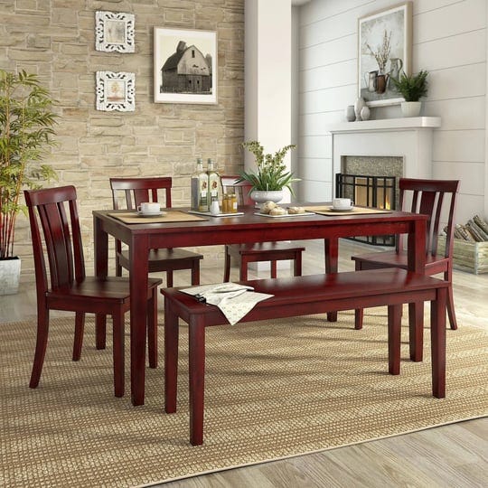 weston-home-lexington-large-dining-set-with-bench-and-4-slat-back-chairs-berry-red-1