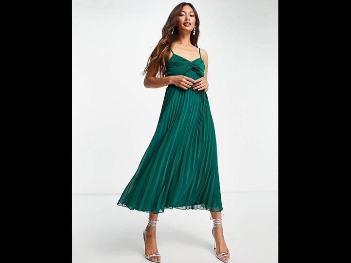 asos-design-twist-front-pleated-midi-dress-in-dark-green-at-nordstrom-size-0-us-1