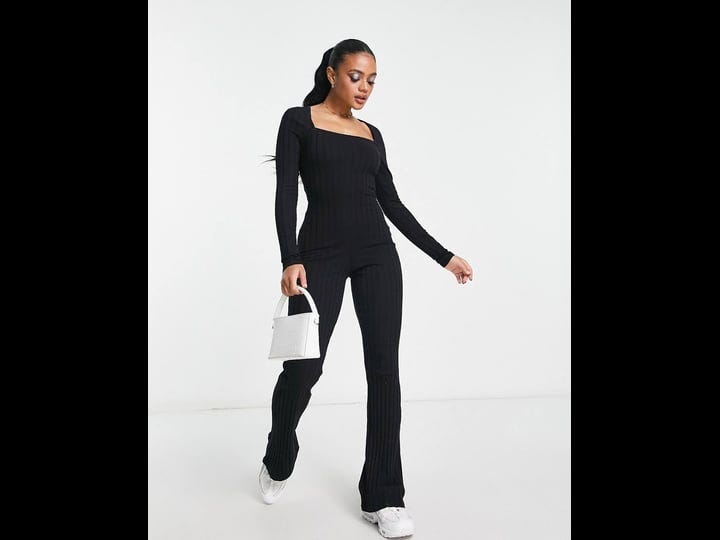 asos-design-long-sleeve-square-neck-rib-jumpsuit-in-black-1