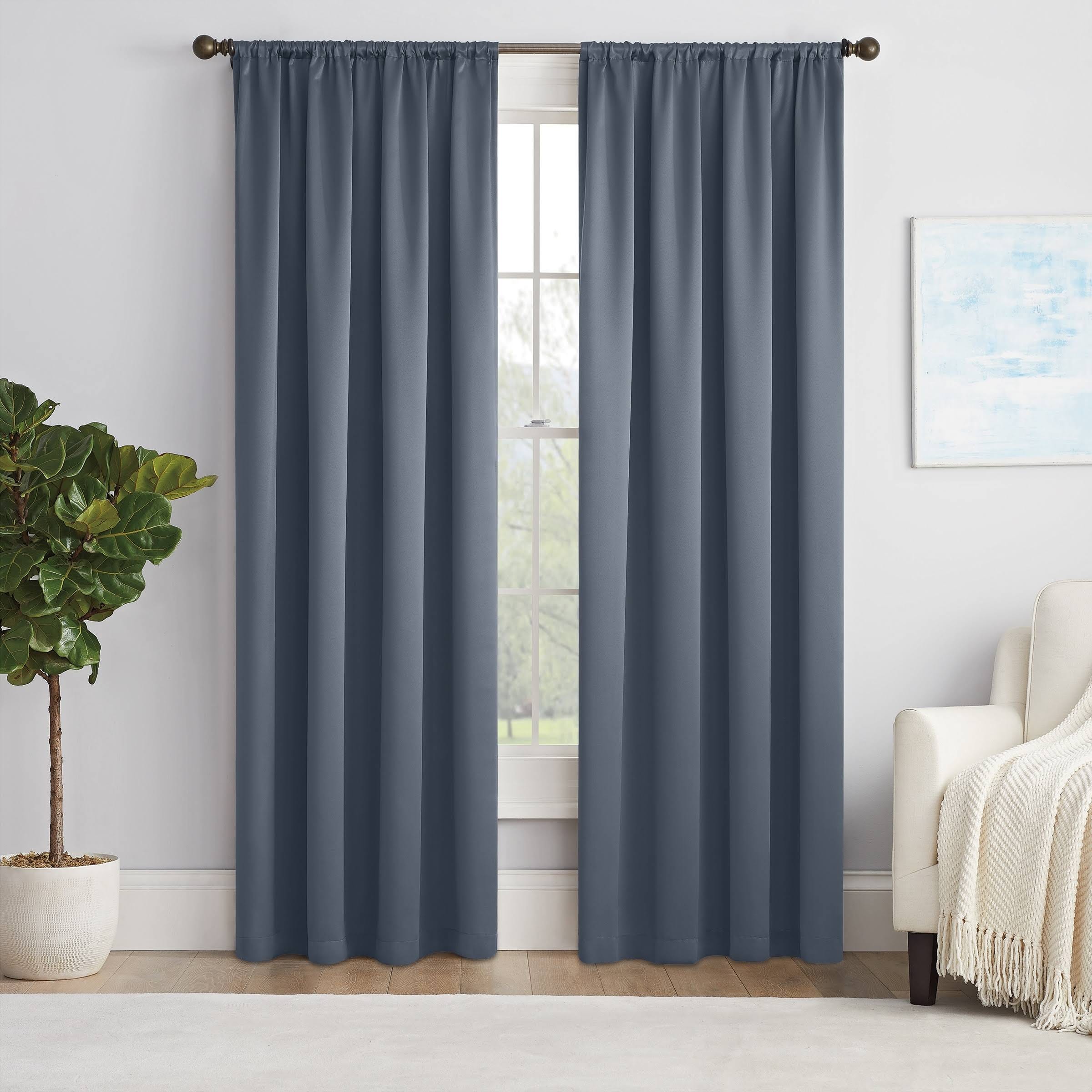 Eclipse Solid Thermapanel: Energy-Efficient Blue Room Darkening Curtains | Image