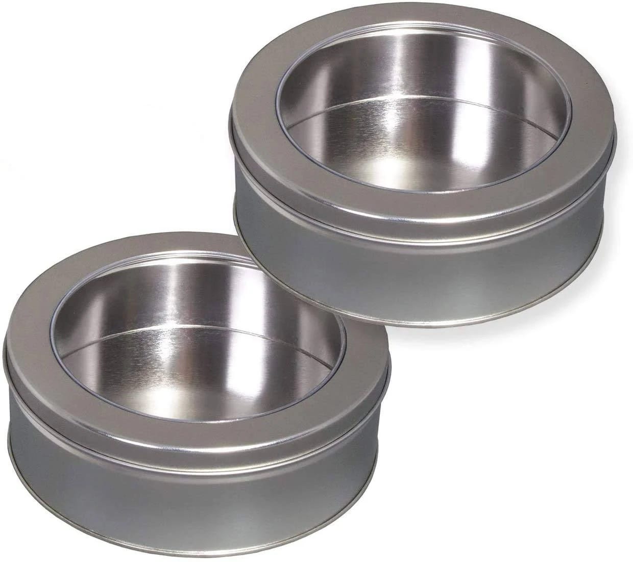 Premium Cookie Tins: Silver Platinum Extra Thick Tins with Windows (2 Pack) | Image