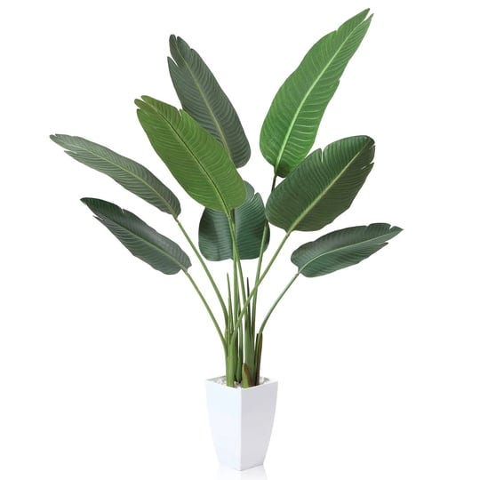 oakred-artificial-bird-of-paradise-plant-4ft-fake-floor-plants-with-white-taper-planter-fake-palm-tr-1