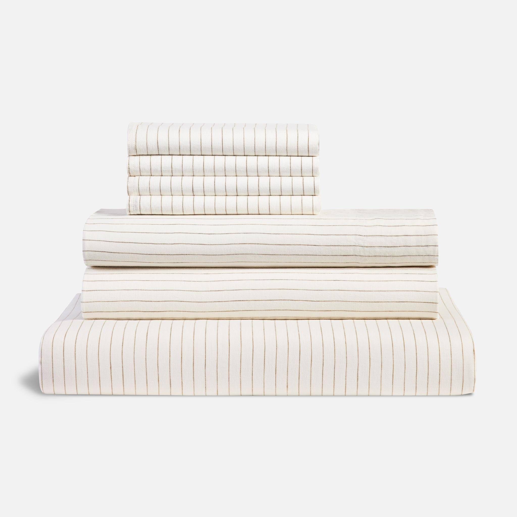 Brooklinen Olive Pin Washed Linen Sheet Bundle for King | Image