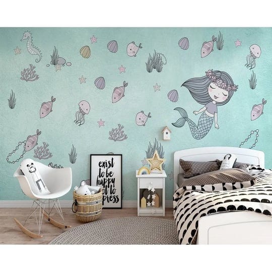 mermaid-ariel-starfish-kids-textile-wallpaper-h-106-x-w-188