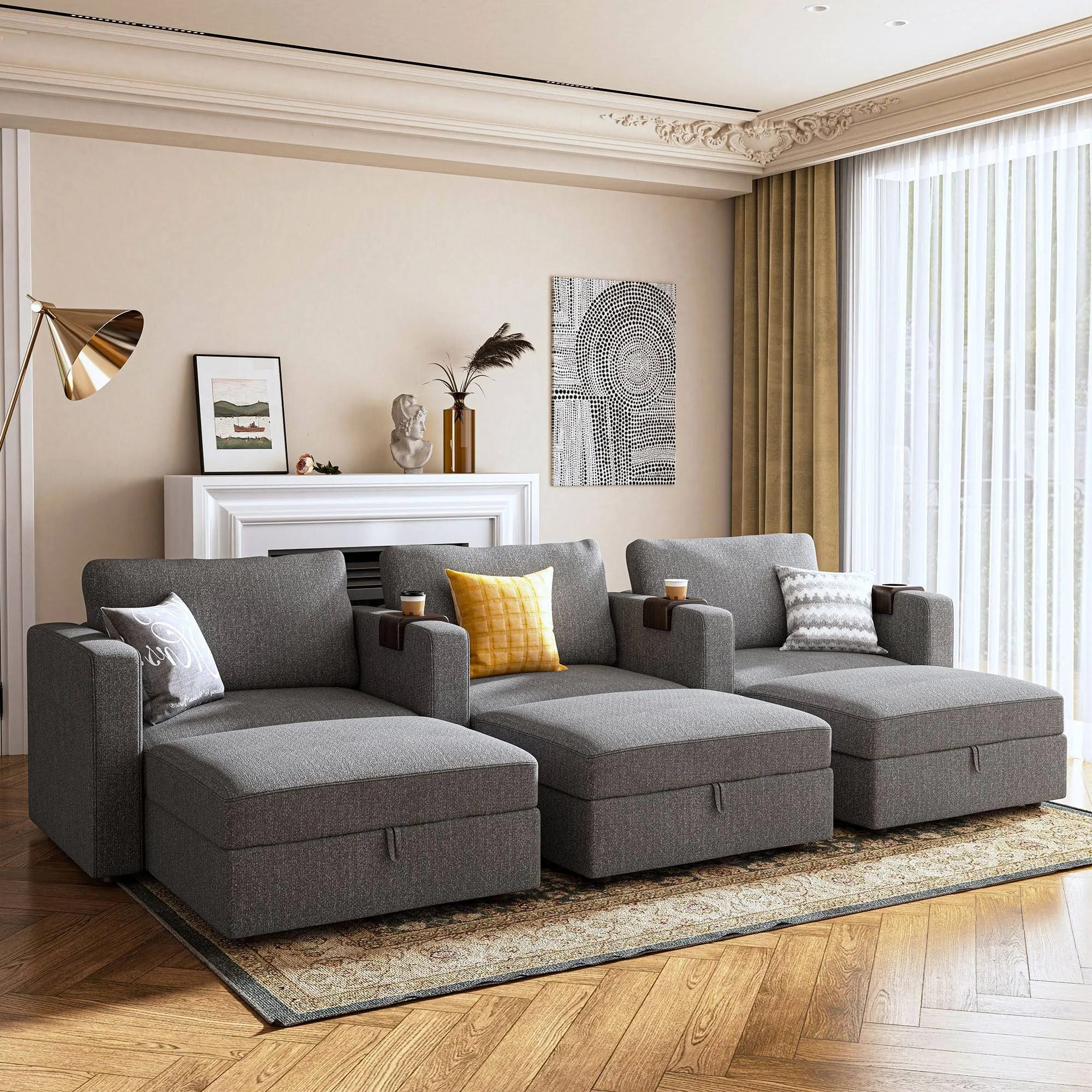 Modern 3-Seater Deep Oversized Sectional Couch for Home Cinema | Image