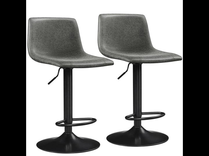smilemart-2pcs-vintage-adjustable-bar-stools-with-low-back-for-kitchen-gray-size-17-1-19-5-33-7-41-10
