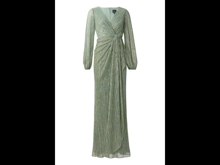 adrianna-papell-womens-metallic-crinkled-draped-gown-green-slate-size-13