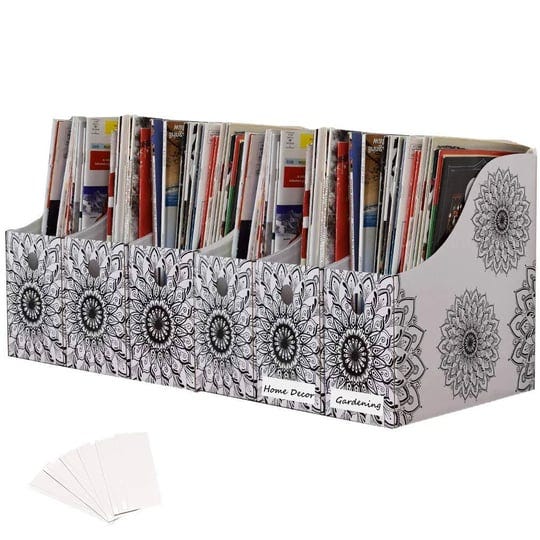 evelots-magazine-file-holder-organizer-4-inch-wide-mandala-with-labels-set-7