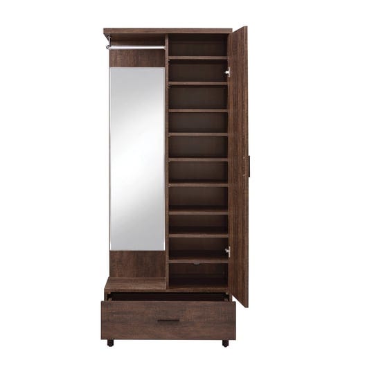 mirrored-wooden-hall-tree-with-1-door-and-1-drawer-brown-and-silver-1