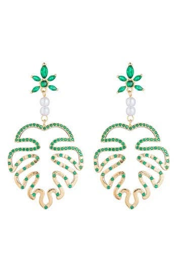 Cute Palm Tree Crystal Drop Earrings for Women | Image