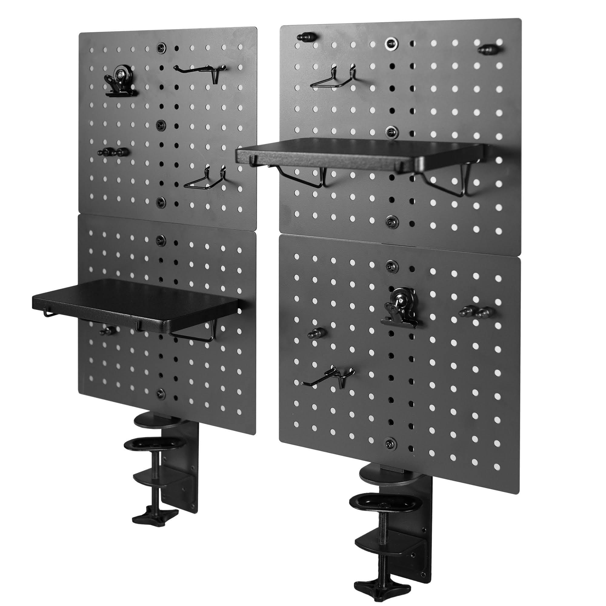 Customizable Steel Desktop Pegboard with Accessory Shelves | Image