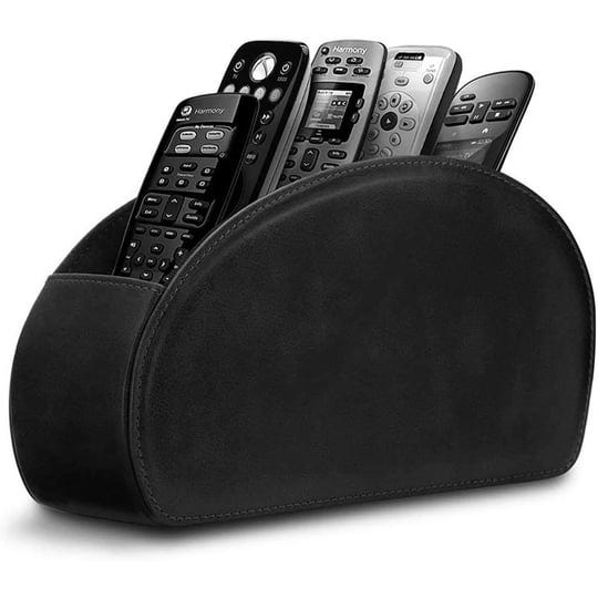 rhcsz-black-leather-remote-control-holder-with-5-compartments-tv-remote-caddy-storage-1