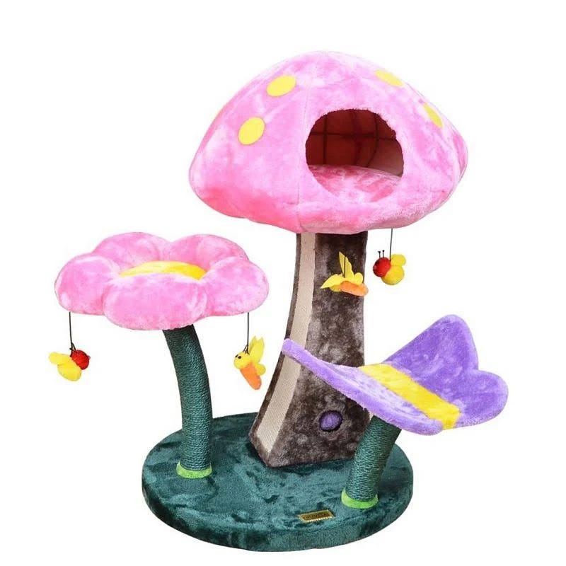 Catry Pink/Green Mushroom Flower Cat Tree | Image