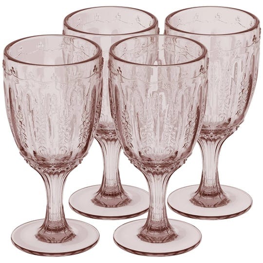 elle-decor-set-of-4-wine-goblets-pink-colored-glassware-set-colored-wine-glasses-vintage-glassware-s-1