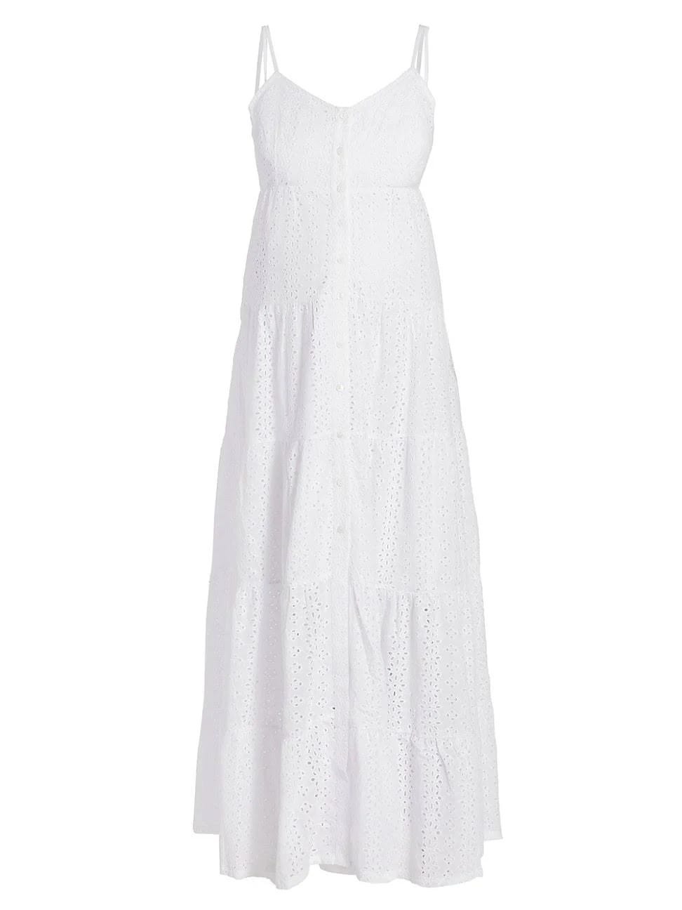 Stylish White Eyelet Maternity Maxi Dress | Image