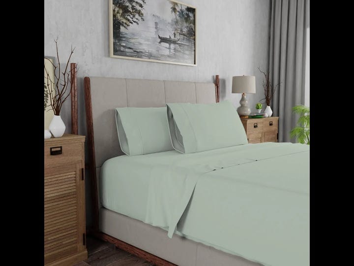 color-sense-brushed-cotton-blend-percale-sheet-set-full-soft-green-1