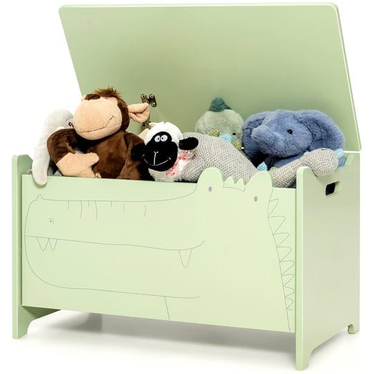 costway-kids-toy-box-w-safety-hinge-wood-storage-chest-flip-top-storage-organizer-green-1