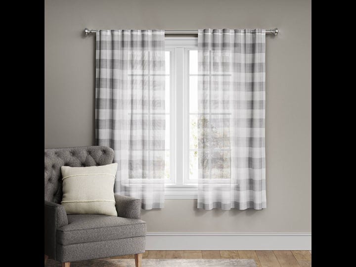 63x54-plaid-light-filtering-window-curtain-panel-gray-cream-threshold-1