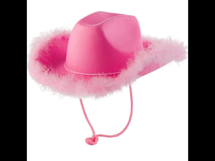 bedwina-pink-cowgirl-hat-with-feather-boa-cowboy-hat-for-women-teenage-girls-with-fluffy-feather-bri-1
