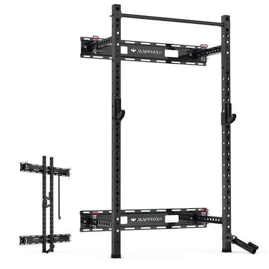 skipack-folding-squat-rack-wall-mounted-with-weight-bench-black-1