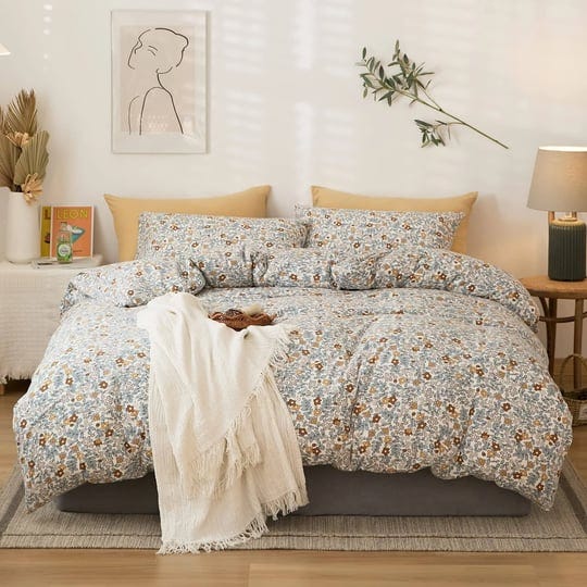 doneus-100-jersey-knit-cotton-duvet-cover-set-cream-floral-bedding-set-vintage-style-botanical-duvet-1