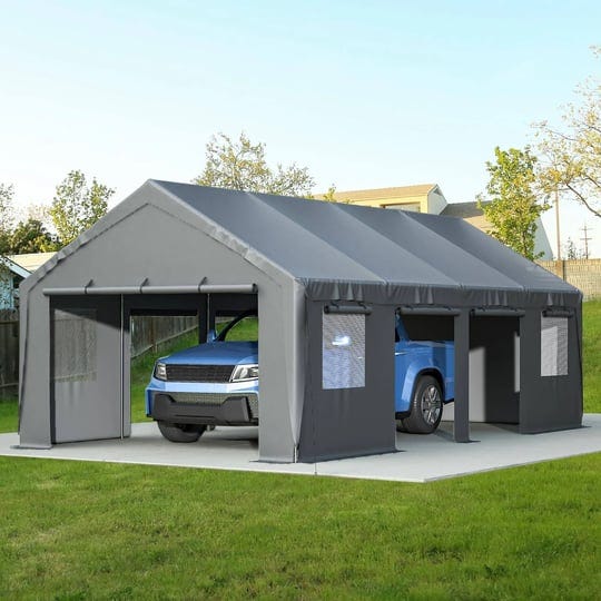 lyromix-carport-13-25-metal-heavy-duty-carport-canopy-portable-garage-with-4-roll-up-doors-4-windows-1