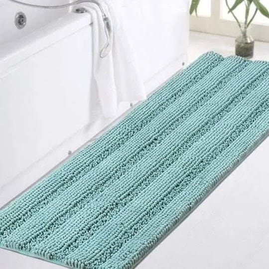 turquoize-bathroom-runner-extra-long-bathroom-rug-blue-chenille-bath-rug-non-slip-shaggy-bath-mat-sh-1