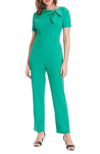 Green Bow Neck Jumpsuit by London Times | Image