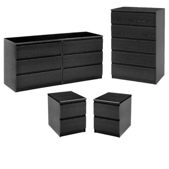 home-square-4-piece-set-with-6-drawer-dresser-5-drawer-chest-and-two-nightstands-black-1
