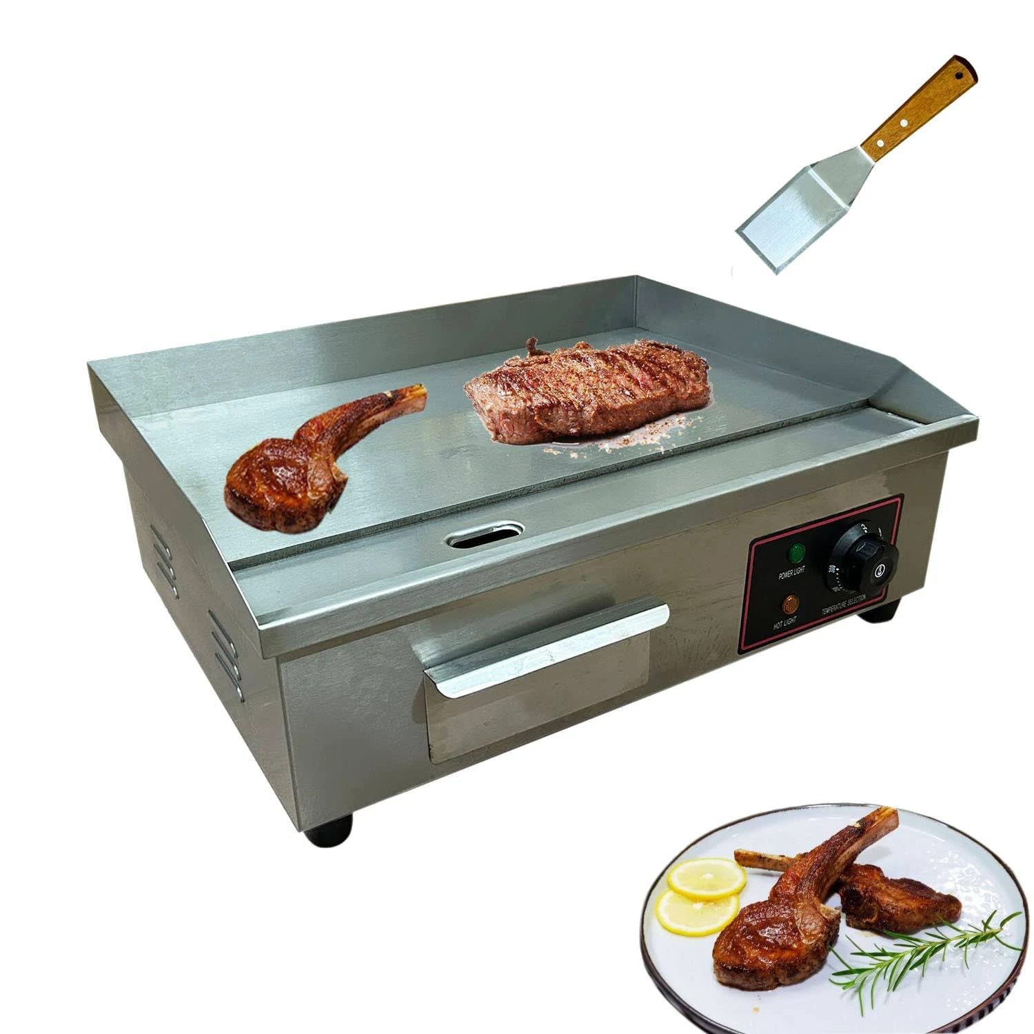Stainless Steel 1600W Electric Countertop Griddle - 22