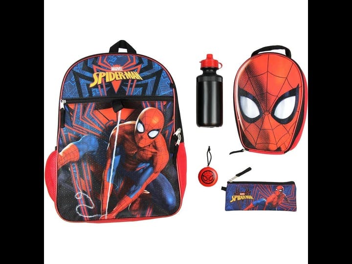 marvel-spider-man-backpack-kids-16-5pc-water-bottle-school-combo-set-1