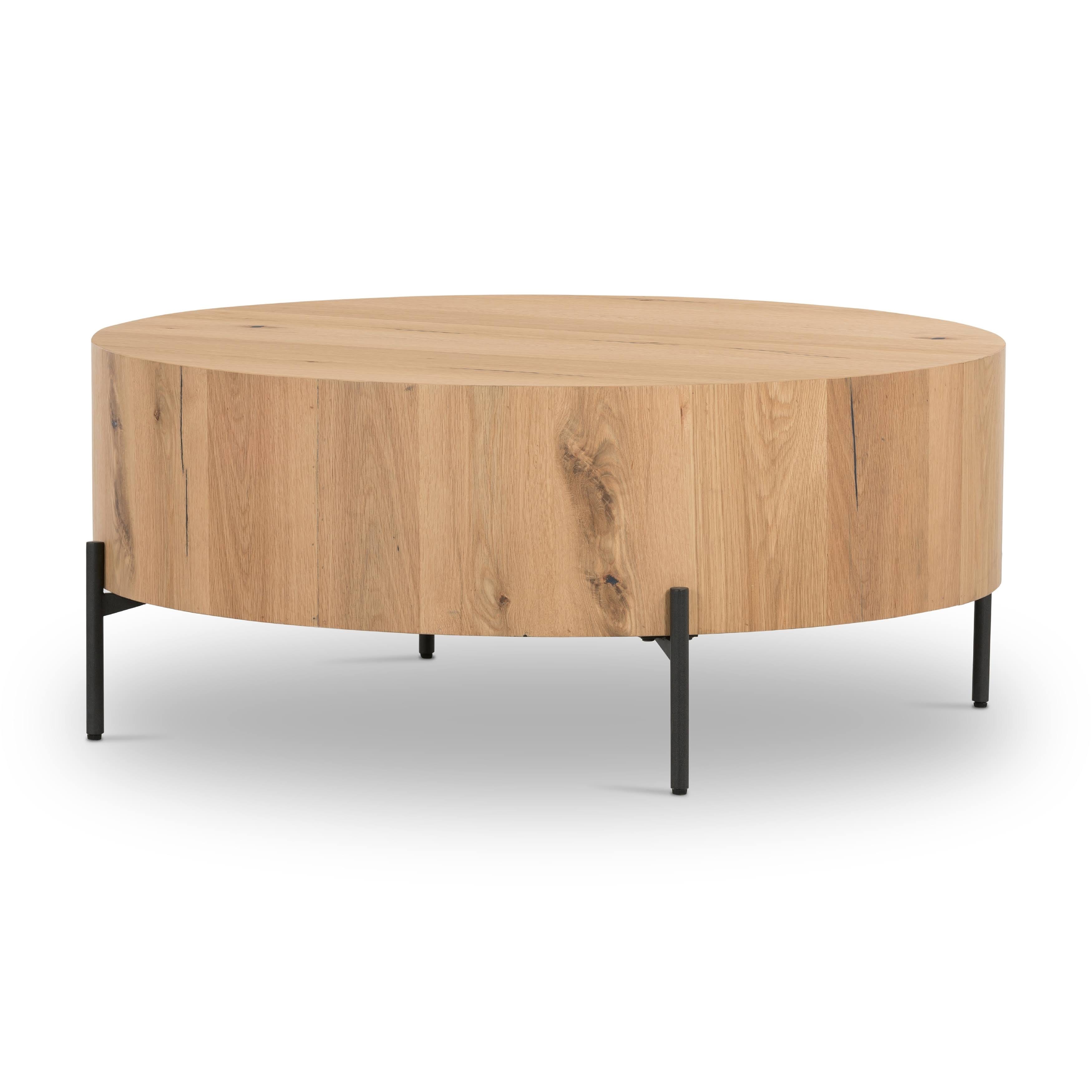 Four Hands Eaton Drum Coffee Table - Light Oak Resin Design | Image