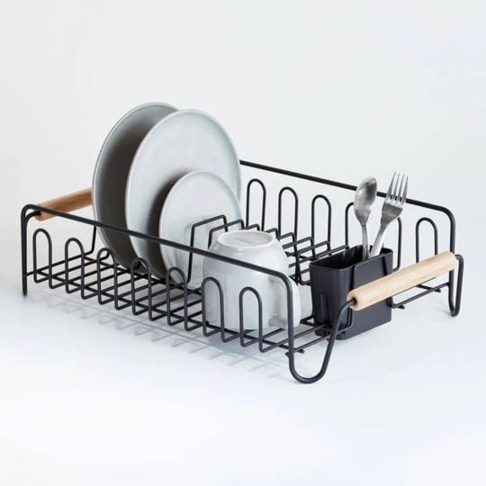 black-dish-rack-with-wood-handles-crate-barrel-1